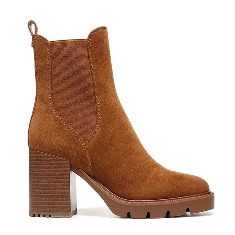 NIB Sam Edelman Rollins Brown Suede Ankle Boots sz 9.5 - Picture 1 of 11